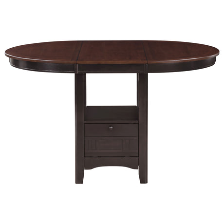 Lavon Counter Height Extension Dining Table & Set - Round-to-Oval Pedestal with Storage in Light Chestnut & Espresso – view 6