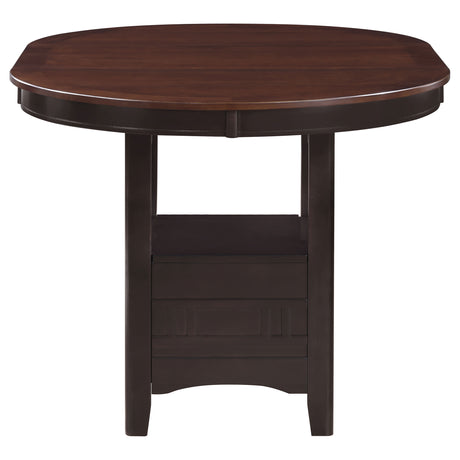 Lavon Counter Height Extension Dining Table & Set - Round-to-Oval Pedestal with Storage in Light Chestnut & Espresso – view 7