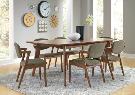 Malone 78" Dining Table & Sets - Mid-Century Modern Dark Walnut with Upholstered Z-Style Arm Chairs – view 13