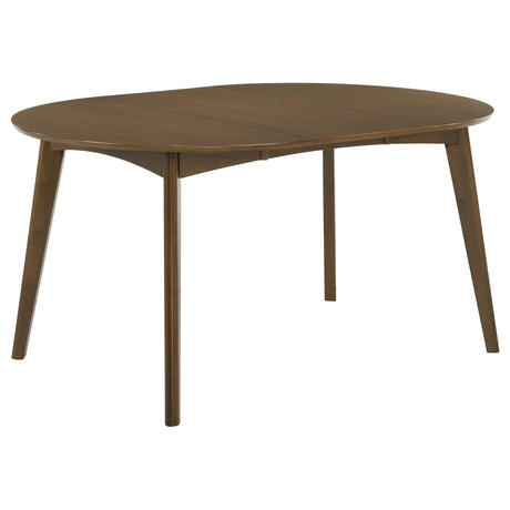 Jedda Oval Extension Dining Table & 5-Piece Set - Mid-Century Dark Walnut with Black Leatherette Chairs – view 13