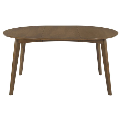 Jedda Oval Extension Dining Table & 5-Piece Set - Mid-Century Dark Walnut with Black Leatherette Chairs – view 14