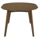 Jedda Oval Extension Dining Table & 5-Piece Set - Mid-Century Dark Walnut with Black Leatherette Chairs – view 15
