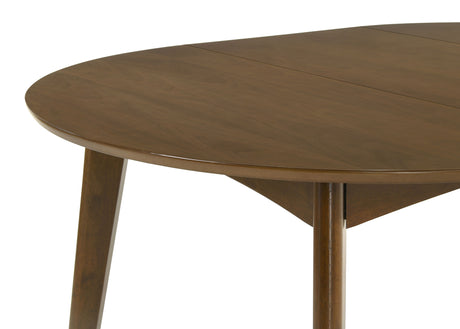Jedda Oval Extension Dining Table & 5-Piece Set - Mid-Century Dark Walnut with Black Leatherette Chairs – view 16
