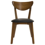 Jedda Oval Extension Dining Table & 5-Piece Set - Mid-Century Dark Walnut with Black Leatherette Chairs – view 19