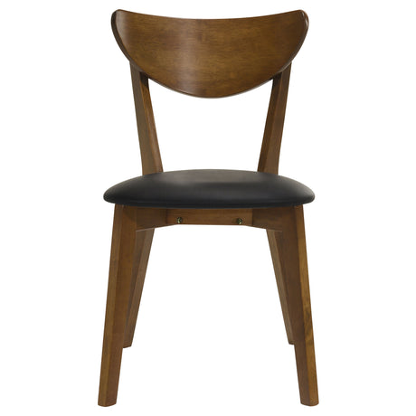 Jedda Oval Extension Dining Table & 5-Piece Set - Mid-Century Dark Walnut with Black Leatherette Chairs – view 19
