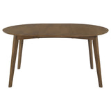Jedda Oval Extension Dining Table & 5-Piece Set - Mid-Century Dark Walnut with Black Leatherette Chairs – view 5