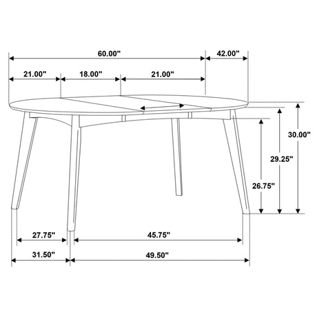 Jedda Oval Extension Dining Table & 5-Piece Set - Mid-Century Dark Walnut with Black Leatherette Chairs – view 10