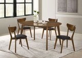 Jedda Oval Extension Dining Table & 5-Piece Set - Mid-Century Dark Walnut with Black Leatherette Chairs – view 11