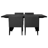 Catherine 84" Double Pedestal Dining Table & Sets - Fluted Black Oak with Grey Upholstered Arm Chairs – view 15