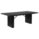 Catherine 84" Double Pedestal Dining Table & Sets - Fluted Black Oak with Grey Upholstered Arm Chairs – view 16