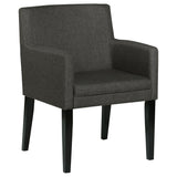 Catherine 84" Double Pedestal Dining Table & Sets - Fluted Black Oak with Grey Upholstered Arm Chairs – view 19