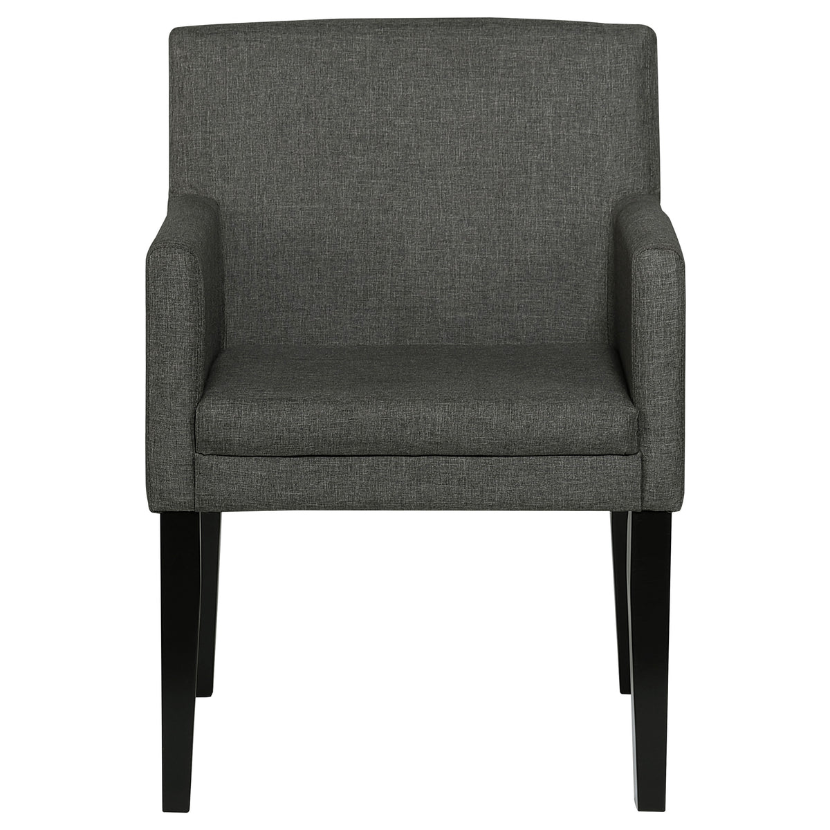 Catherine 84" Double Pedestal Dining Table & Sets - Fluted Black Oak with Grey Upholstered Arm Chairs – view 20