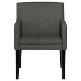 Catherine 84" Double Pedestal Dining Table & Sets - Fluted Black Oak with Grey Upholstered Arm Chairs – view 20