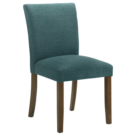 Paxton Upholstered Dining Side Chairs, Set of 2 - Teal Blue Fabric with Brown Wood Legs – view 3