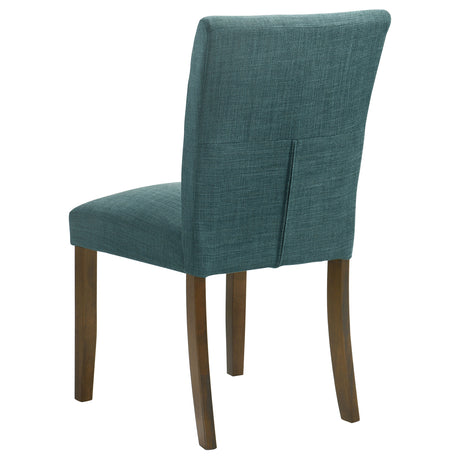 Paxton Upholstered Dining Side Chairs, Set of 2 - Teal Blue Fabric with Brown Wood Legs – view 7