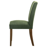 Paxton Upholstered Dining Side Chairs, Set of 2 - Green Fabric with Brown Wood Legs – view 6