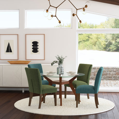 Paxton Upholstered Dining Side Chairs, Set of 2 - Green Fabric with Brown Wood Legs – view 14