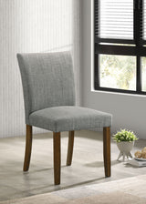 Paxton Upholstered Dining Side Chairs (Set of 2) - Contoured Back in Grey Fabric with Brown Legs – view 1