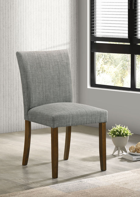 Paxton Upholstered Dining Side Chairs (Set of 2) - Contoured Back in Grey Fabric with Brown Legs – view 1
