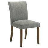 Paxton Upholstered Dining Side Chairs (Set of 2) - Contoured Back in Grey Fabric with Brown Legs – view 3
