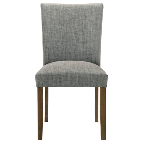 Paxton Upholstered Dining Side Chairs (Set of 2) - Contoured Back in Grey Fabric with Brown Legs – view 4