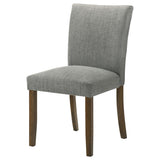 Paxton Upholstered Dining Side Chairs (Set of 2) - Contoured Back in Grey Fabric with Brown Legs – view 5