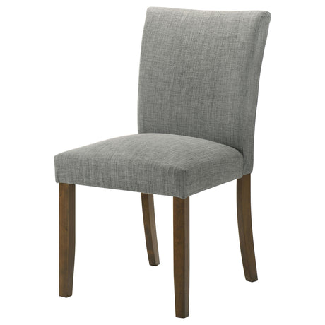 Paxton Upholstered Dining Side Chairs (Set of 2) - Contoured Back in Grey Fabric with Brown Legs – view 5
