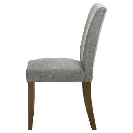 Paxton Upholstered Dining Side Chairs (Set of 2) - Contoured Back in Grey Fabric with Brown Legs – view 6