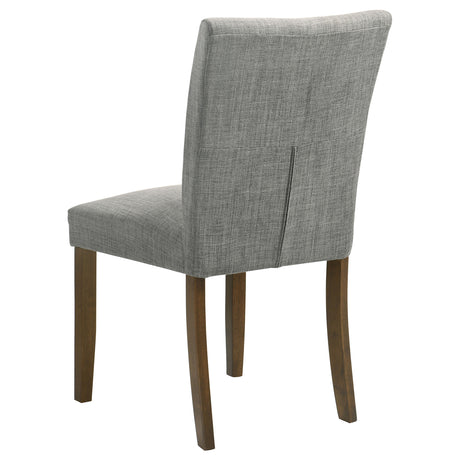 Paxton Upholstered Dining Side Chairs (Set of 2) - Contoured Back in Grey Fabric with Brown Legs – view 7