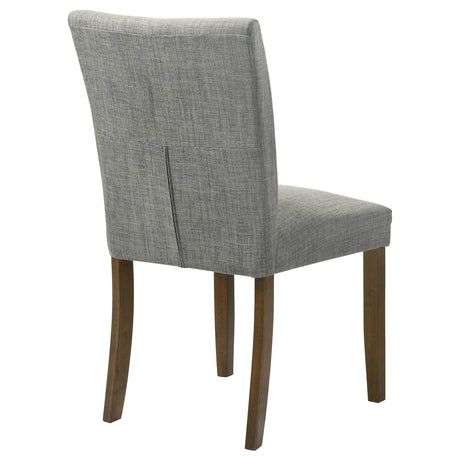 Paxton Upholstered Dining Side Chairs (Set of 2) - Contoured Back in Grey Fabric with Brown Legs – view 8