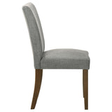 Paxton Upholstered Dining Side Chairs (Set of 2) - Contoured Back in Grey Fabric with Brown Legs – view 9
