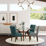 Paxton Upholstered Dining Side Chairs (Set of 2) - Contoured Back in Grey Fabric with Brown Legs – view 14