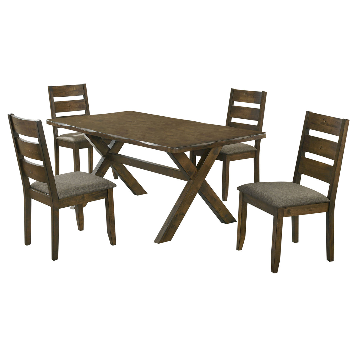 Alston Farmhouse Dining Table & Sets - 71" X-Trestle Table, Ladder-Back Chairs & Bench in Knotty Nutmeg – view 17