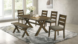 Alston Farmhouse Dining Table & Sets - 6pcs- Table + 4 Side Chairs + Bench