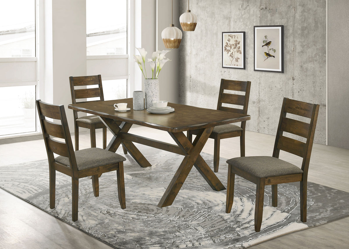 Alston Farmhouse Dining Table & Sets - 71" X-Trestle Table, Ladder-Back Chairs & Bench in Knotty Nutmeg – view 16