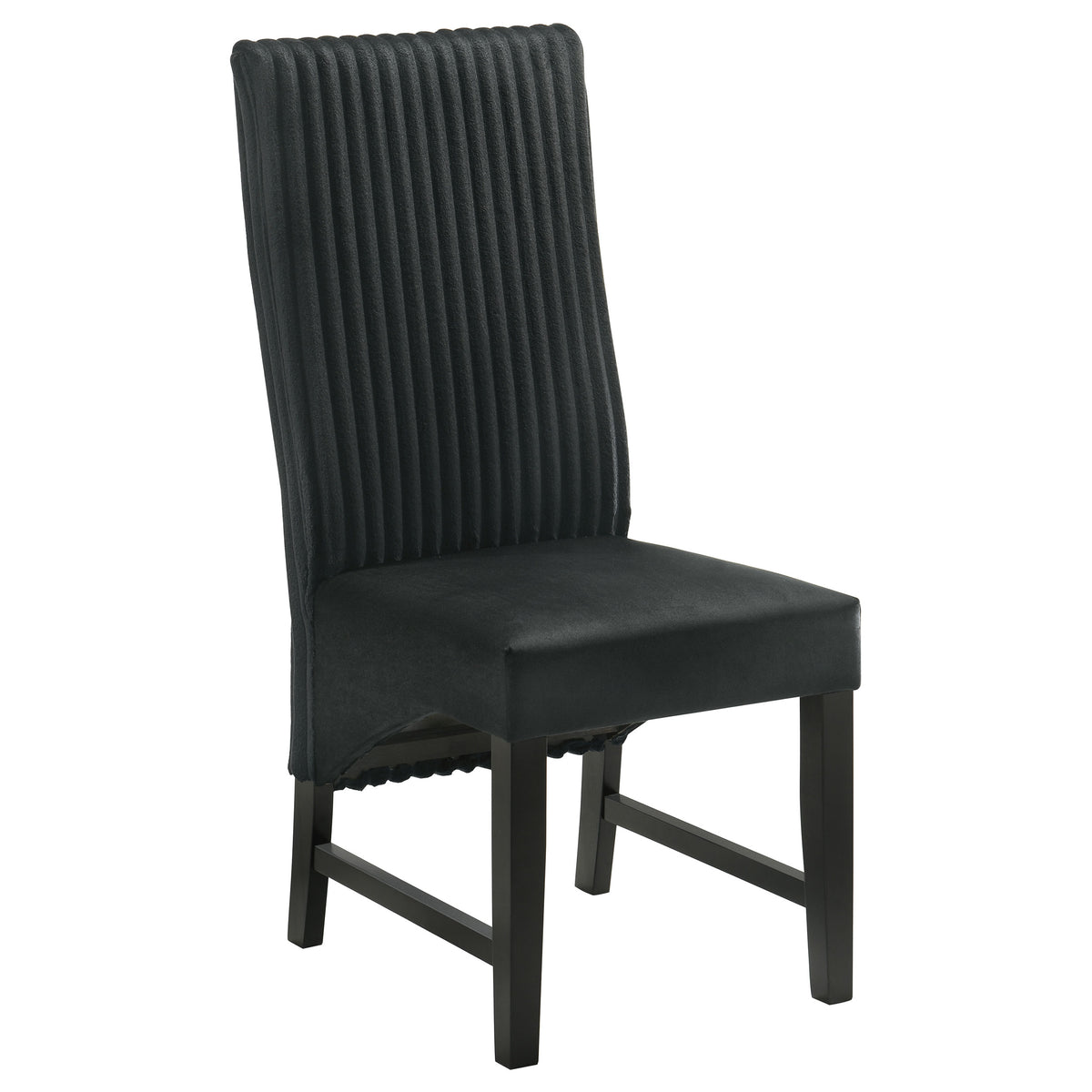Barrand Channel Corduroy & Velvet Dining Side Chairs, Set of 2 - Black with Black Wood Legs – view 3