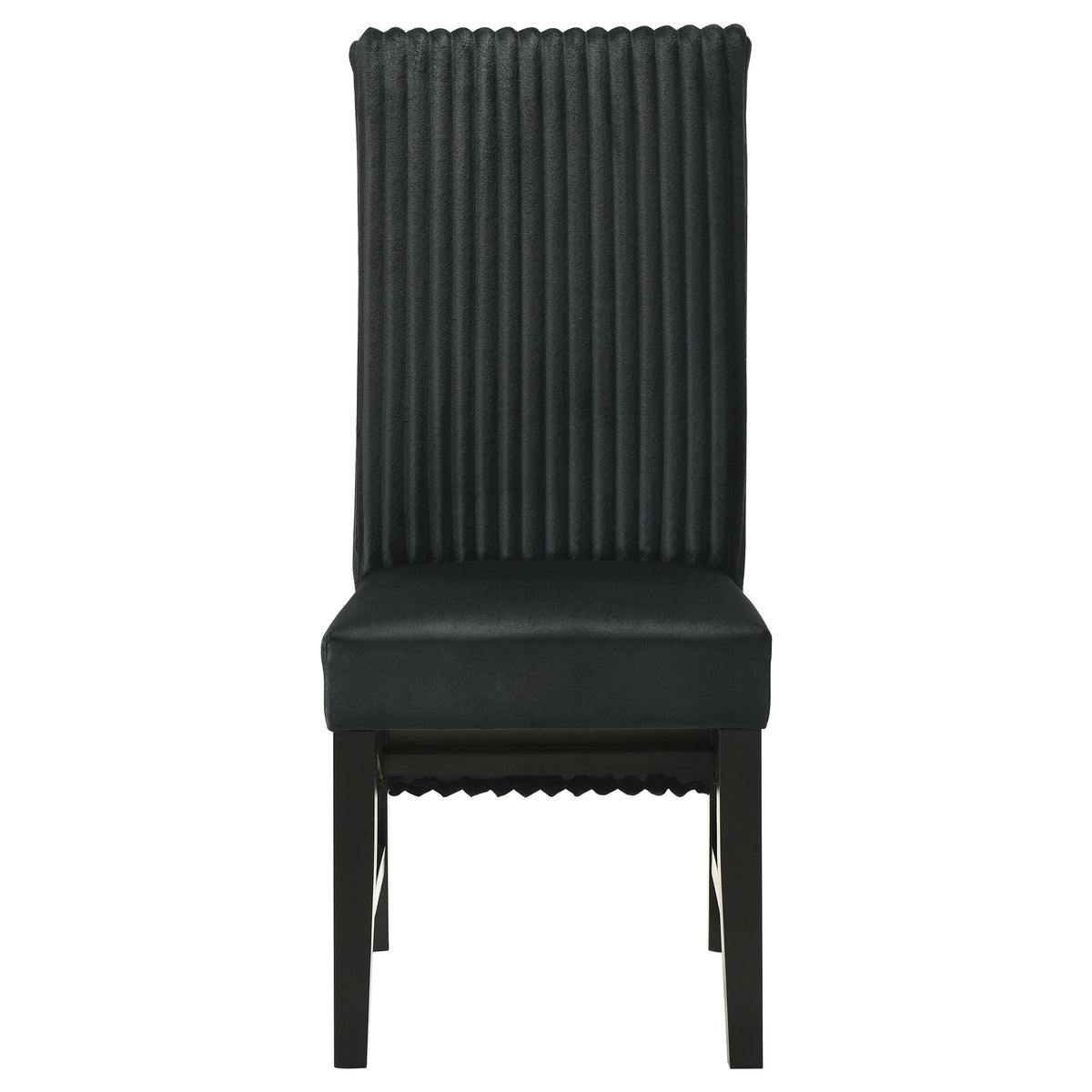 Barrand Channel Corduroy & Velvet Dining Side Chairs, Set of 2 - Black with Black Wood Legs – view 4