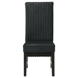 Barrand Channel Corduroy & Velvet Dining Side Chairs, Set of 2 - Black with Black Wood Legs – view 4