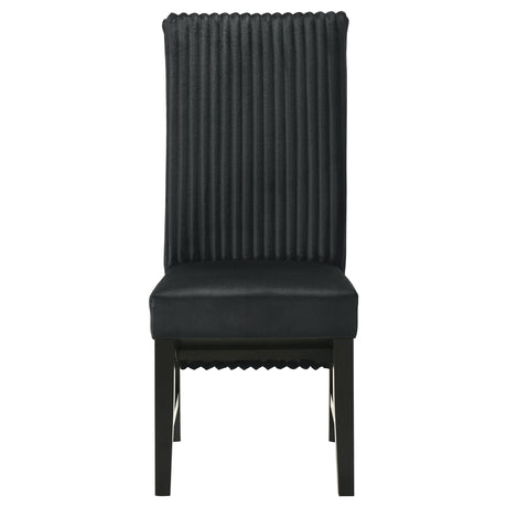 Barrand Channel Corduroy & Velvet Dining Side Chairs, Set of 2 - Black with Black Wood Legs – view 4