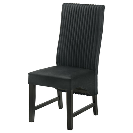 Barrand Channel Corduroy & Velvet Dining Side Chairs, Set of 2 - Black with Black Wood Legs – view 5