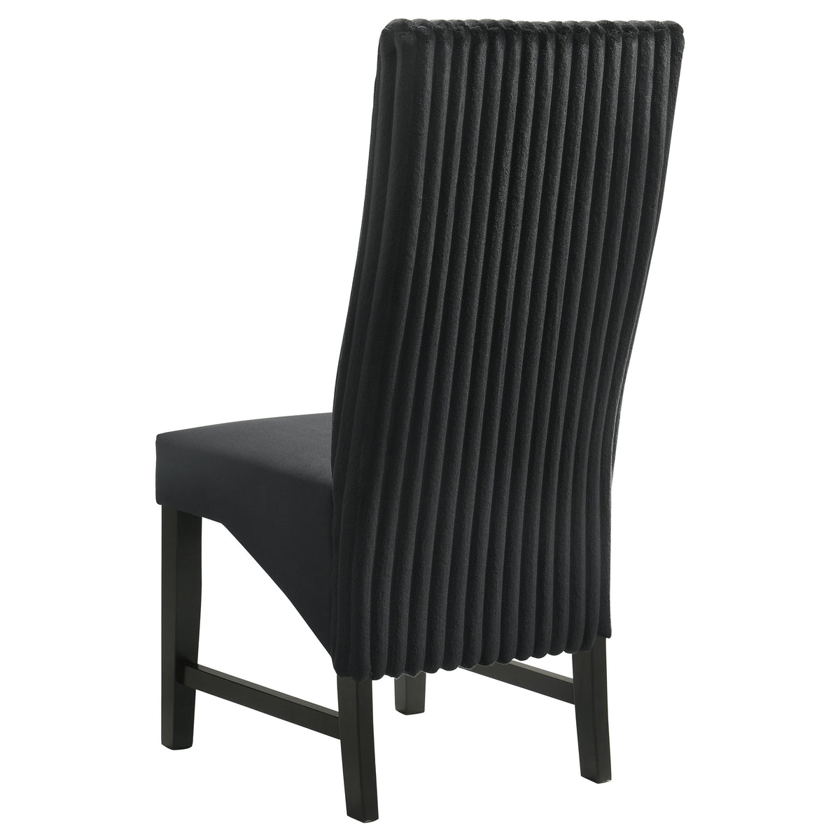 Barrand Channel Corduroy & Velvet Dining Side Chairs, Set of 2 - Black with Black Wood Legs – view 7