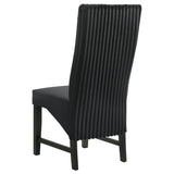 Barrand Channel Corduroy & Velvet Dining Side Chairs, Set of 2 - Black with Black Wood Legs – view 7