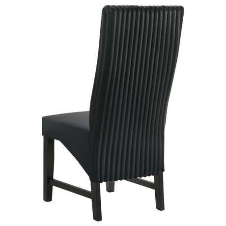 Barrand Channel Corduroy & Velvet Dining Side Chairs, Set of 2 - Black with Black Wood Legs – view 7