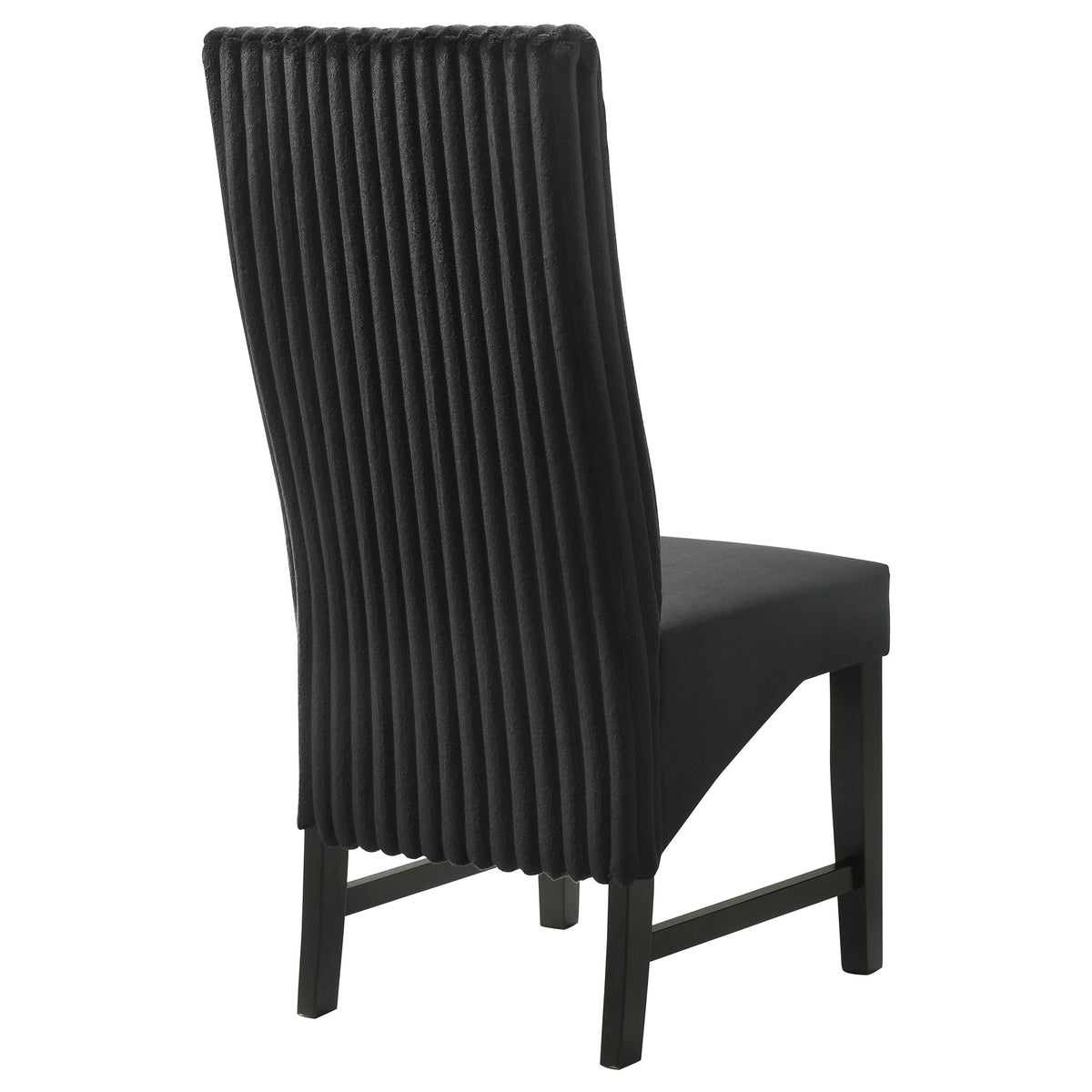 Barrand Channel Corduroy & Velvet Dining Side Chairs, Set of 2 - Black with Black Wood Legs – view 8