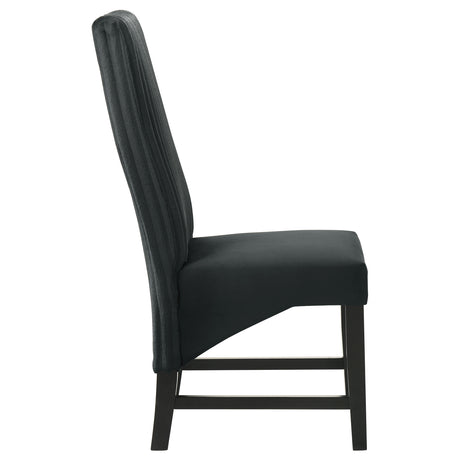 Barrand Channel Corduroy & Velvet Dining Side Chairs, Set of 2 - Black with Black Wood Legs – view 9