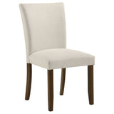 Paxton Upholstered Dining Side Chairs - Beige Fabric with Brown Wood Legs, Set of 2 – view 3