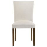 Paxton Upholstered Dining Side Chairs - Beige Fabric with Brown Wood Legs, Set of 2 – view 4