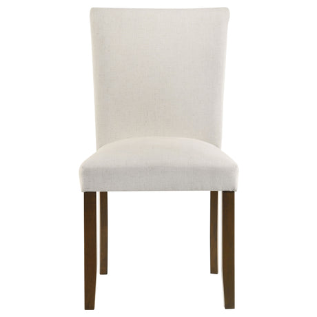 Paxton Upholstered Dining Side Chairs - Beige Fabric with Brown Wood Legs, Set of 2 – view 4
