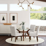 Paxton Upholstered Dining Side Chairs - Beige Fabric with Brown Wood Legs, Set of 2 – view 14