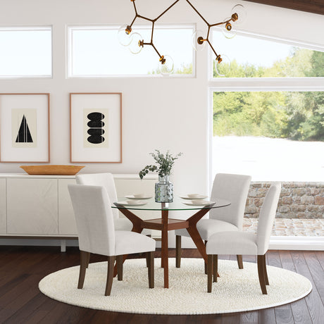 Paxton Upholstered Dining Side Chairs - Beige Fabric with Brown Wood Legs, Set of 2 – view 14